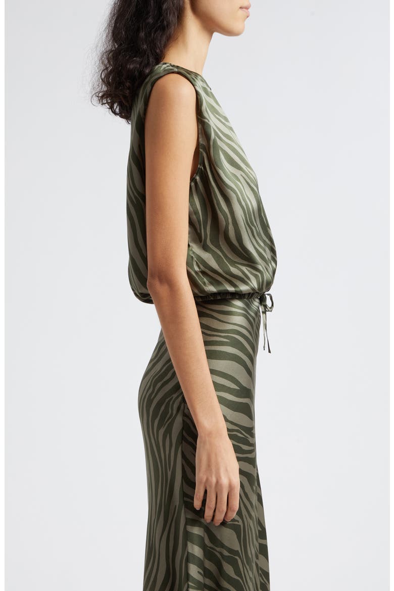 Zebra Stripe Silk Charmeuse Top, Alternate, color, ARMY COMBO