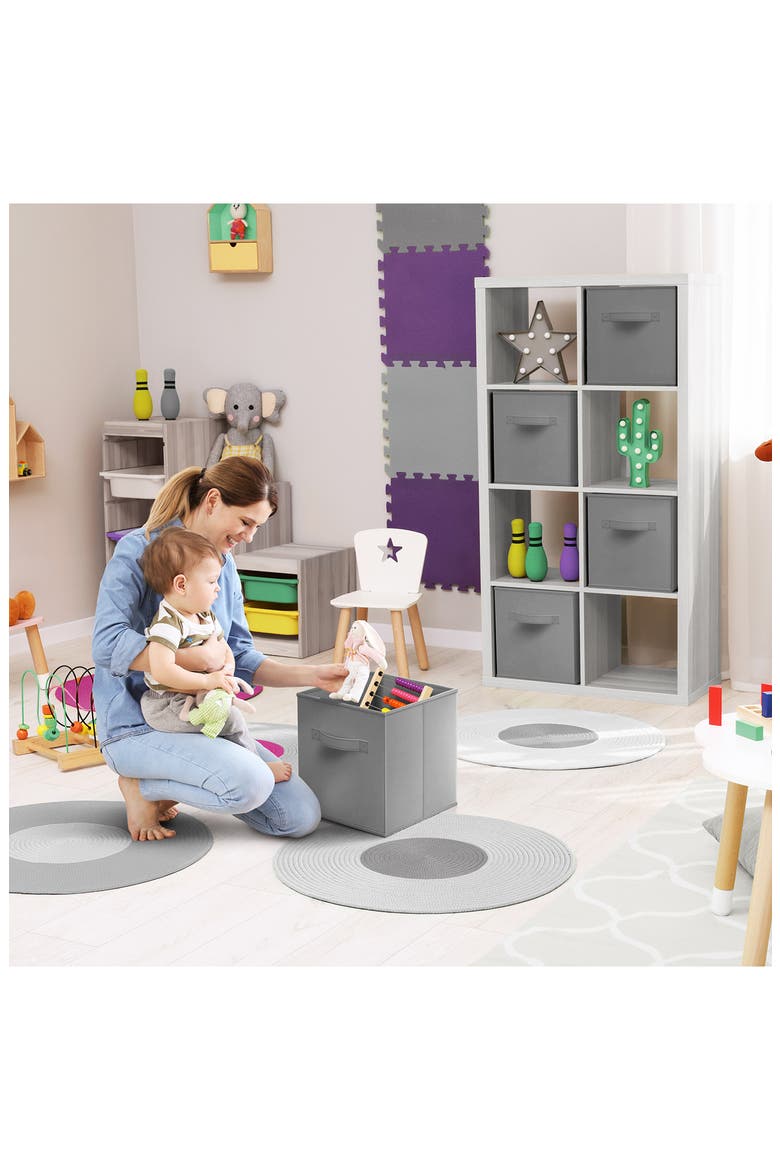8-Pack Foldable Storage Cube Bins, Alternate, color, GRAY