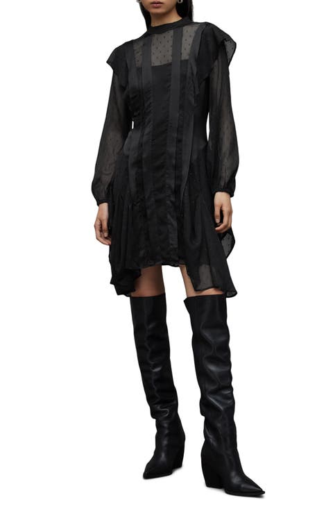 Fleur Shim Metallic Long Sleeve Minidress