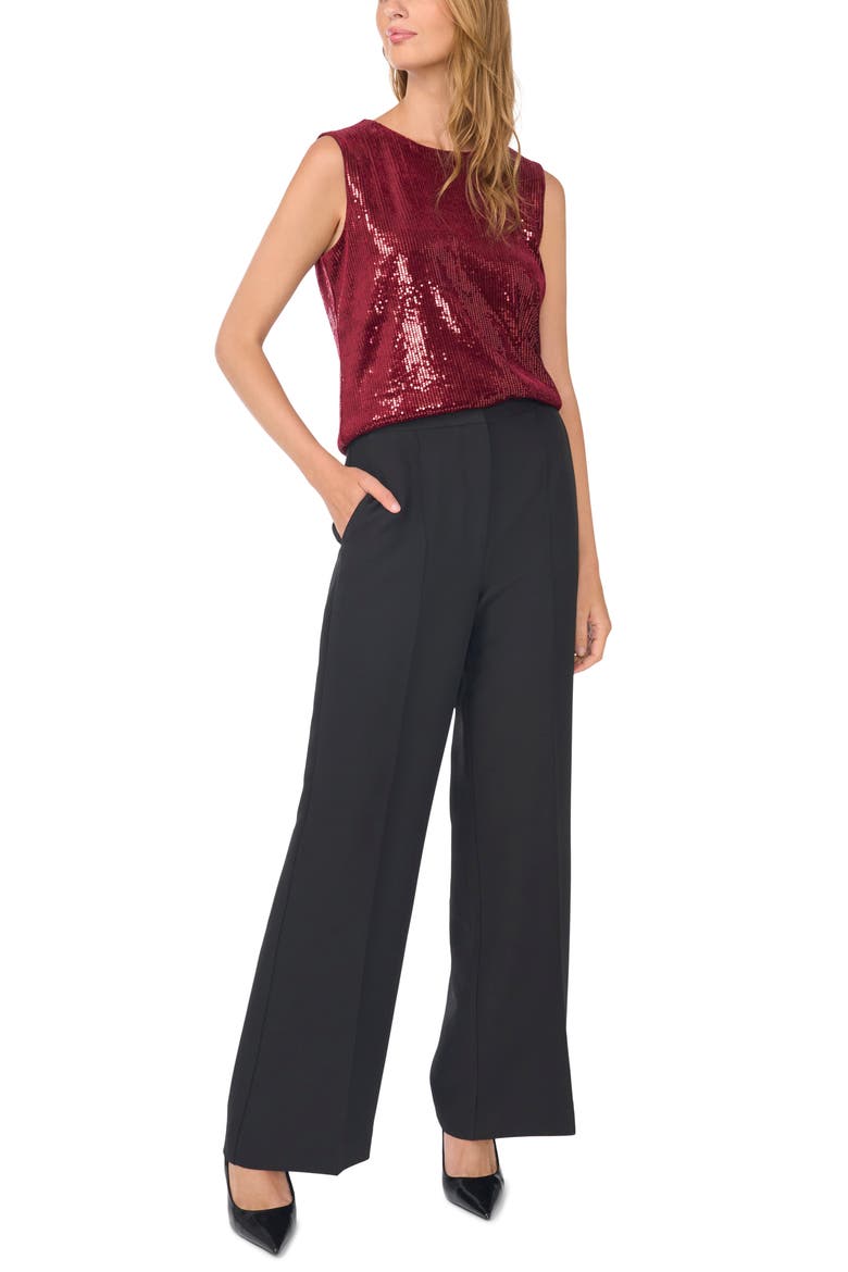 Asymmetrical Neck Sequin Top, Alternate, color, EARTH RED