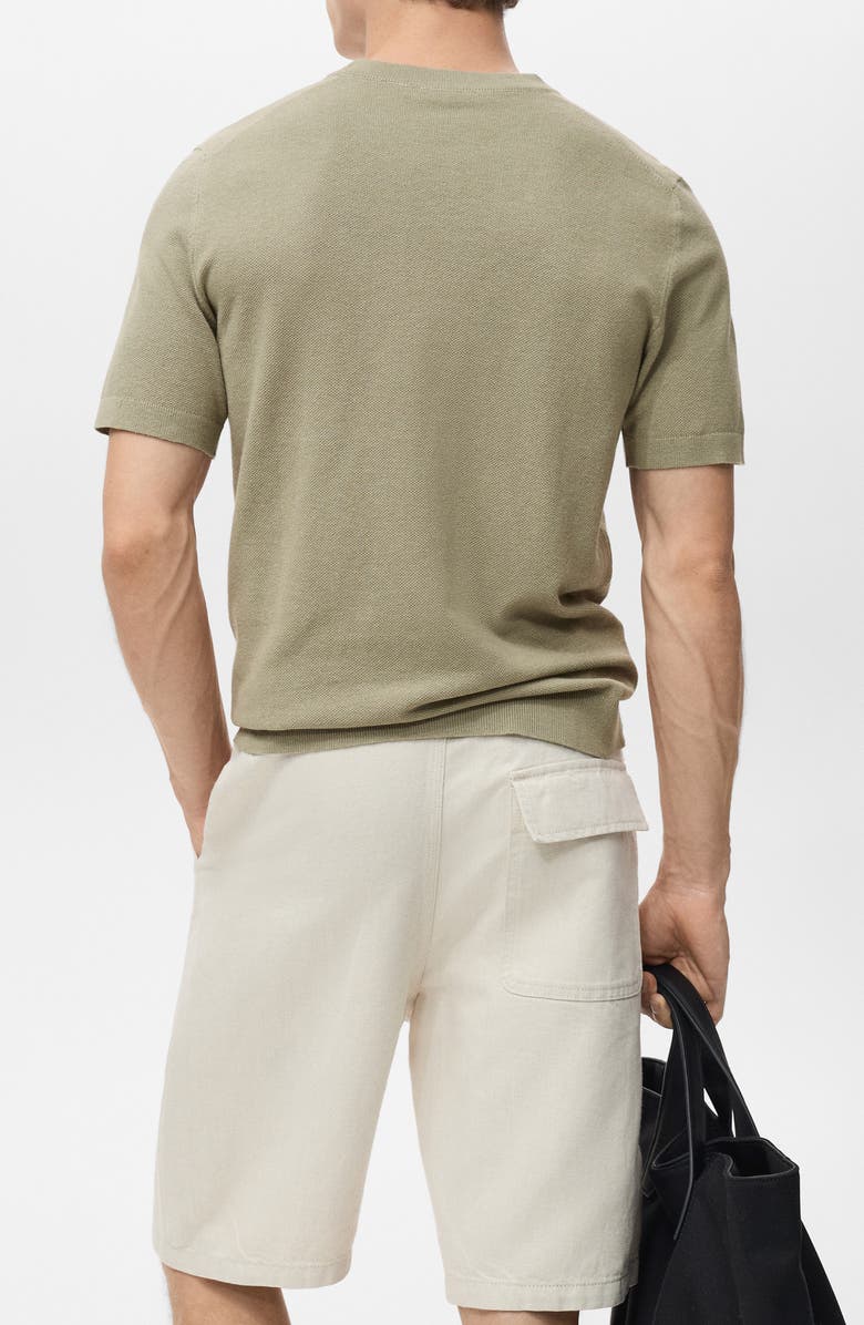 MANGO Fine Knit Short Sleeve Sweater, Alternate, color, Khaki Green