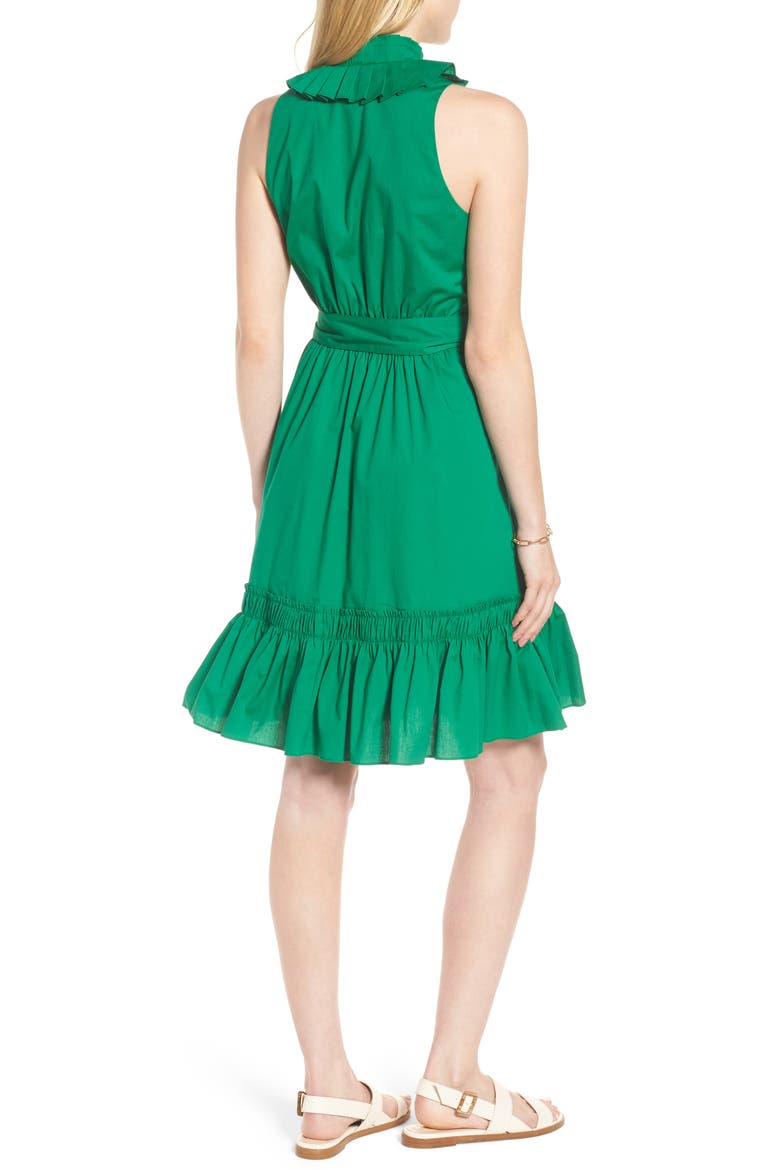 Pleat Collar Shirtdress, Alternate, color, KELLY GREEN