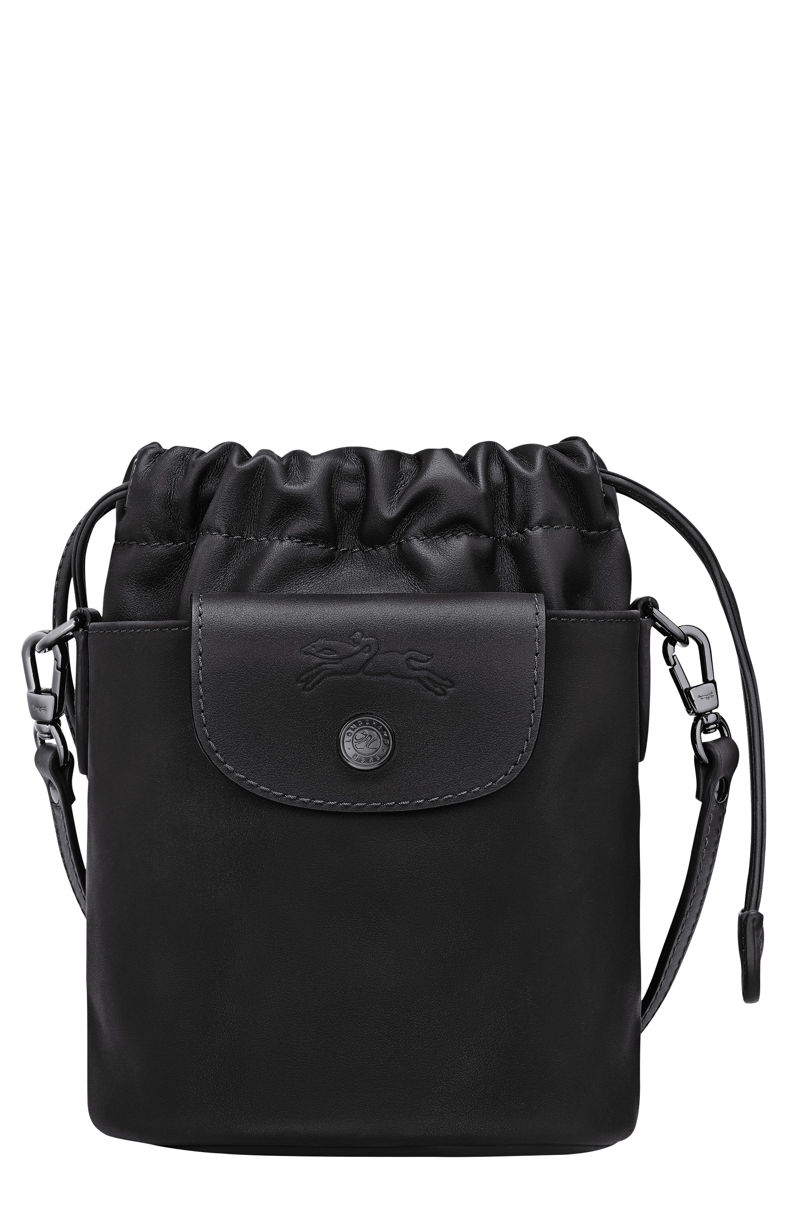 Longchamp Extra Small Le Pliage Xtra Leather Bucket Bag, Main, color, Black