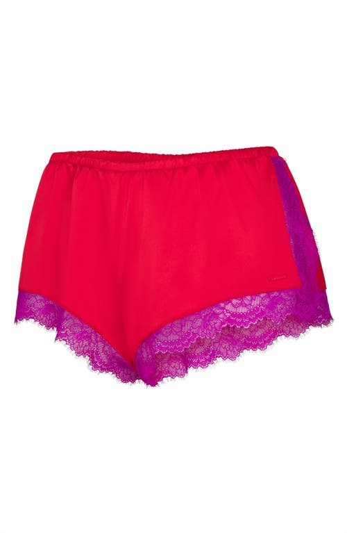 Savage X Fenty Fire Desire Lace Tap Shorts In Timeless Red