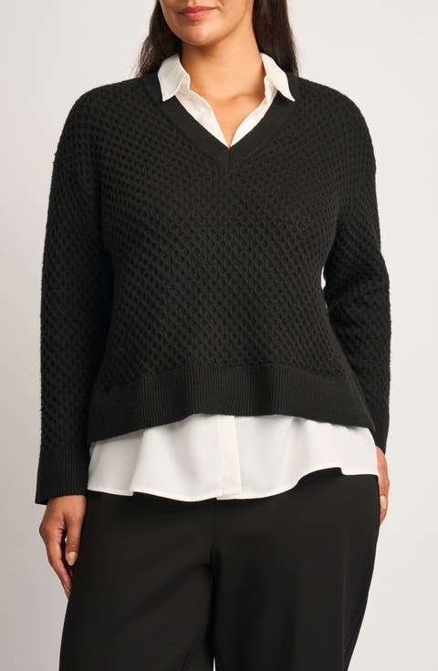 Honeycomb Knit Twofer Top