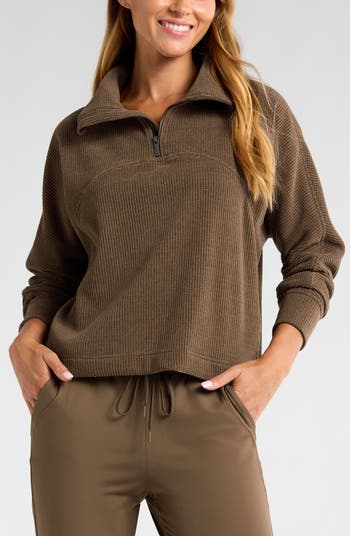 Zella Half Zip Waffle Stitch Sweatshirt | Nordstrom Zella Half Zip Waffle Stitch Sweatshirt | Nordstrom