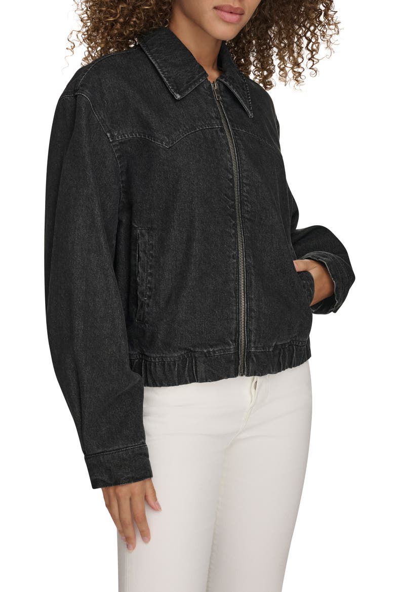Western Denim Bomber Jacket, Alternate, color, BLACK WASH DENIM