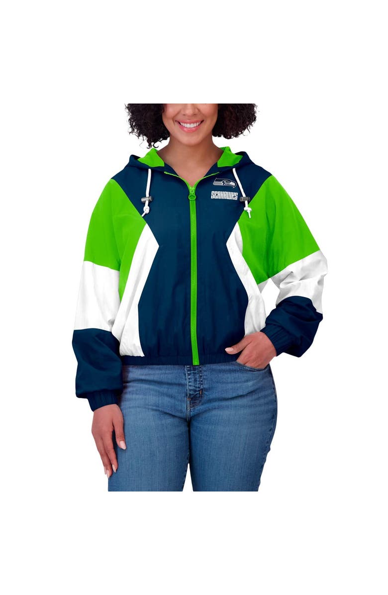 WEAR by Erin Andrews Women's WEAR by Erin Andrews Royal Seattle Seahawks Color Block Full-Zip Windbreaker Jacket, Alternate, color, Royal