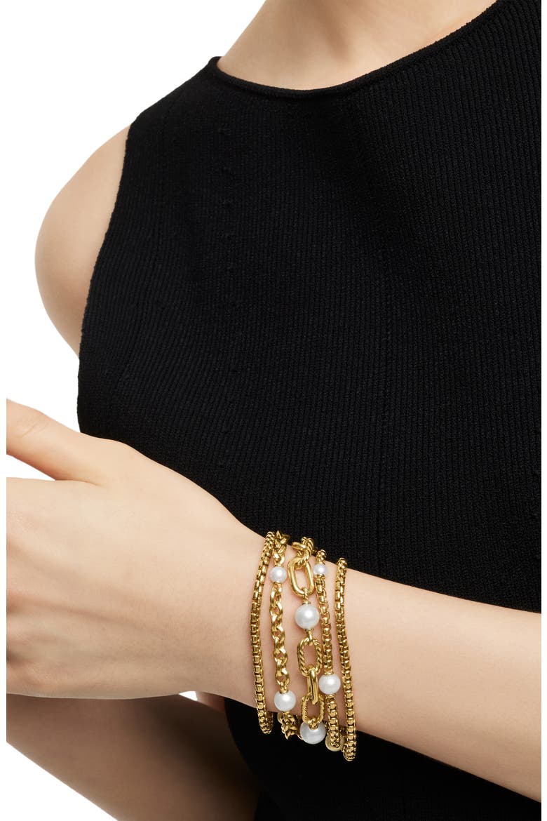 DY Madison® Pearl Multi Row Chain Bracelet in 18K Yellow Gold with Pearls, 25.7mm, Alternate, color, 18K YELLOW GOLD