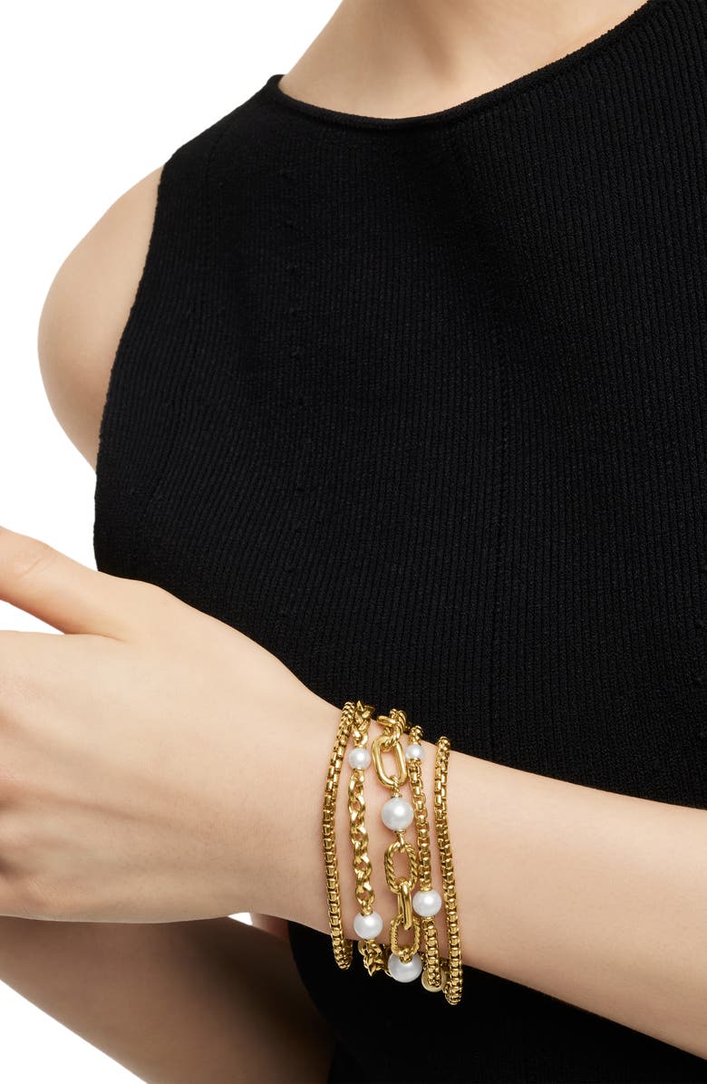 David Yurman DY Madison<sup>®</sup> Pearl Multi Row Chain Bracelet in 18K Yellow Gold with Pearls, 25.7mm, Alternate, color, 18K Yellow Gold