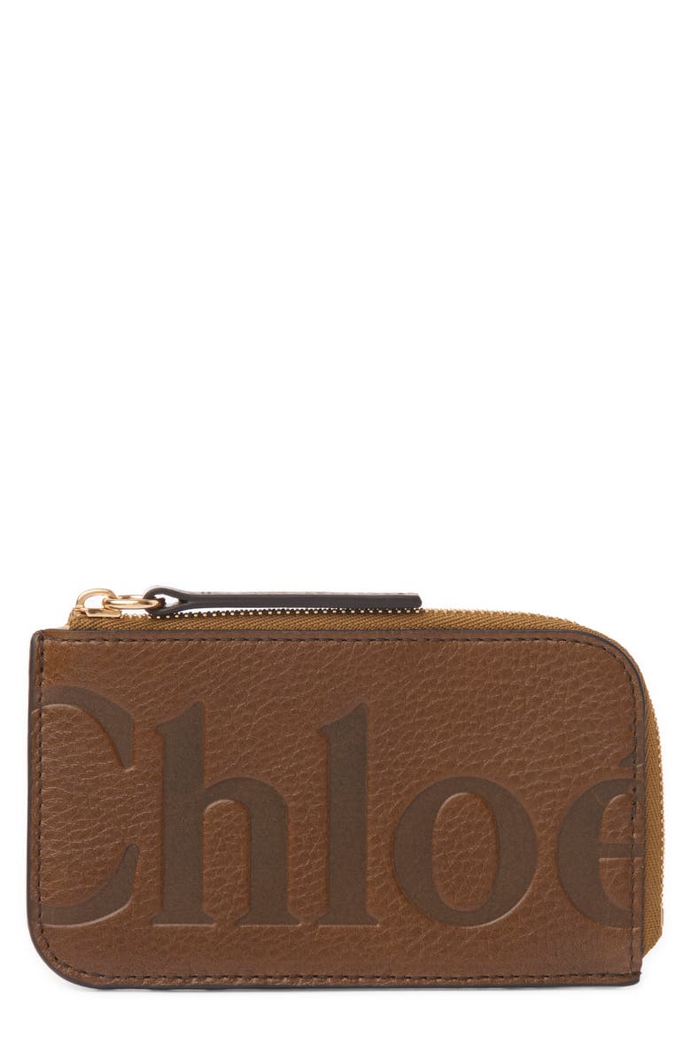 Bikie Zip Leather Card Case, Main, color, DARK KHAKI 20V