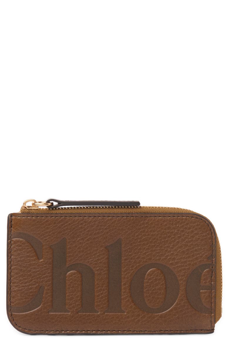 Chloé Bikie Zip Leather Card Case, Main, color, 