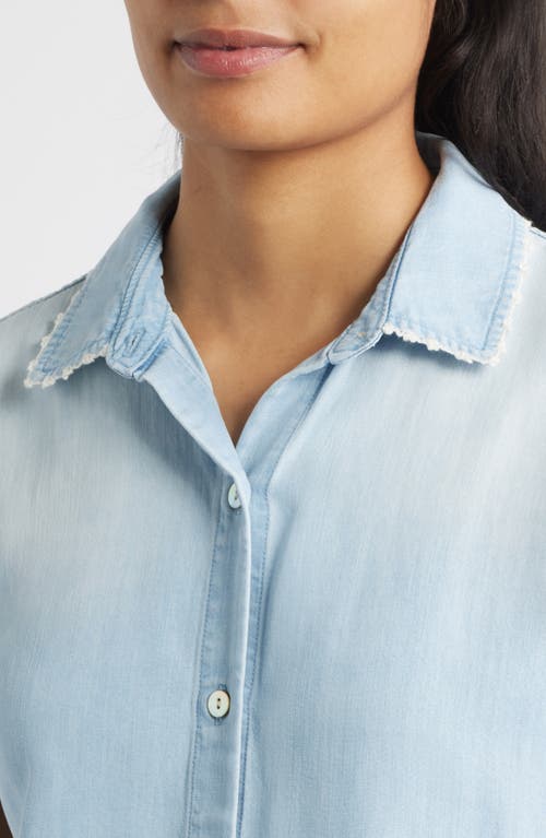 Cloth & Stone Trim Chambray Shirt In Blue
