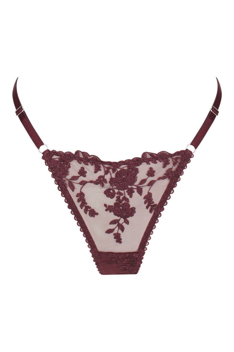 Nicolette Embroidered Thong, Alternate, color, RAISIN