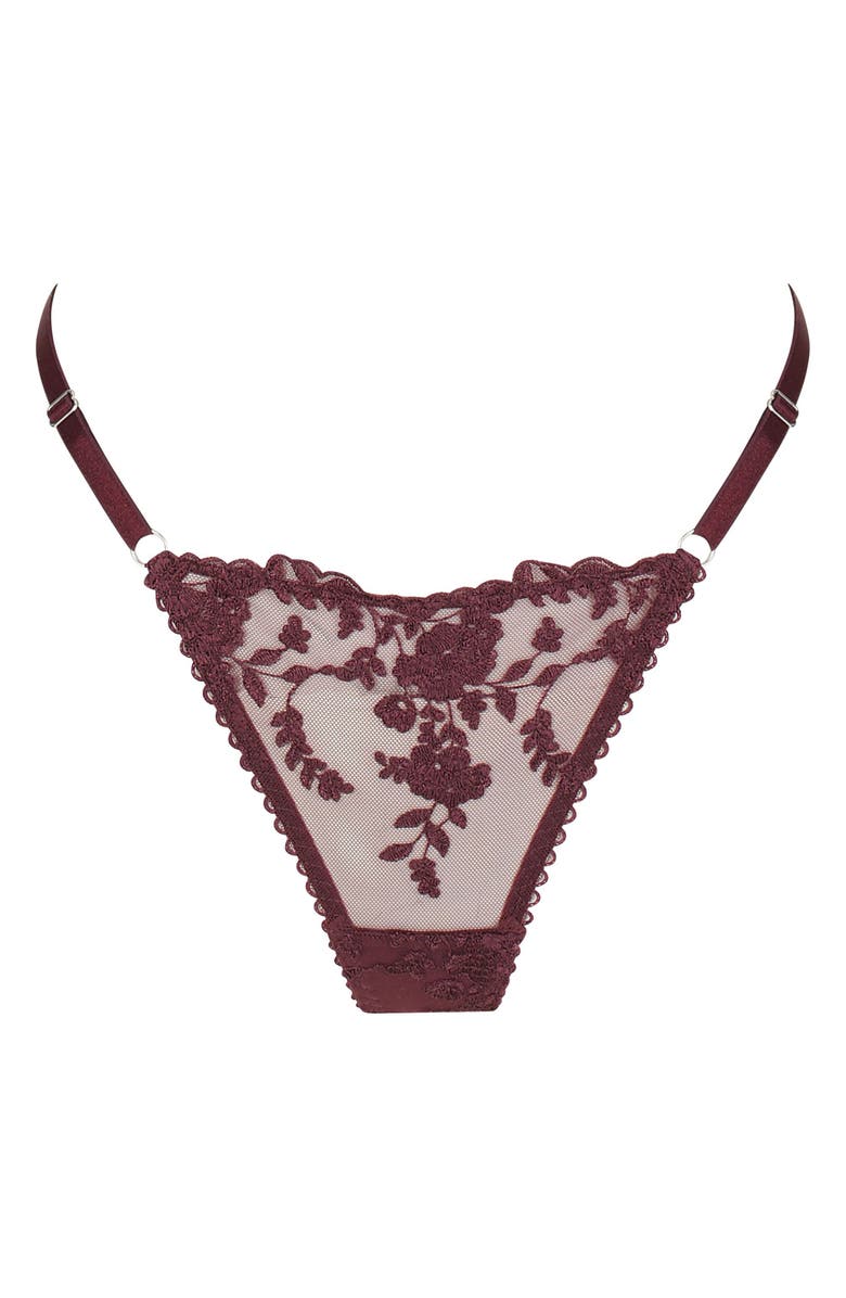 Kat The Label Nicolette Embroidered Thong, Alternate, color, Raisin