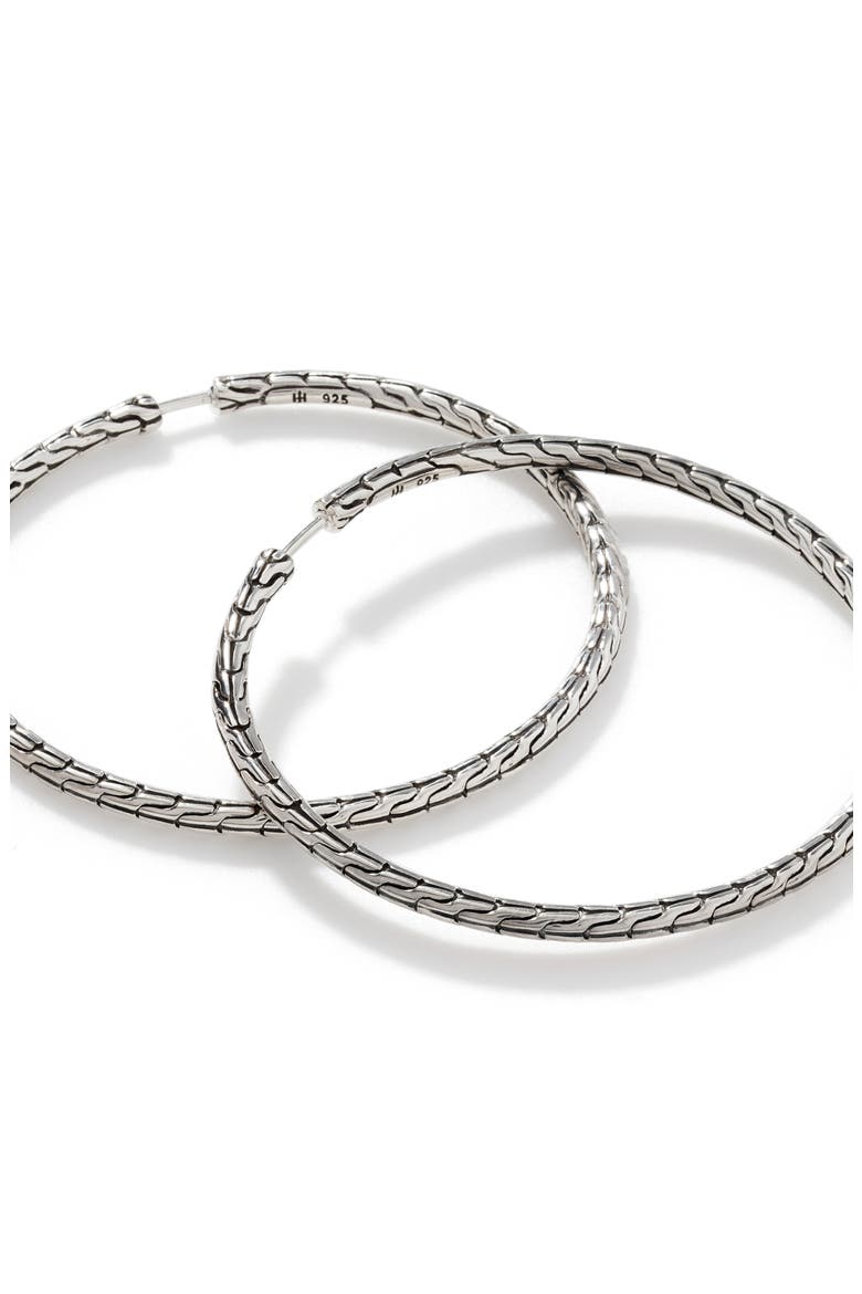 Carved Chain Hoop Earrings, Silver, 50mm, Alternate, color, SILVER