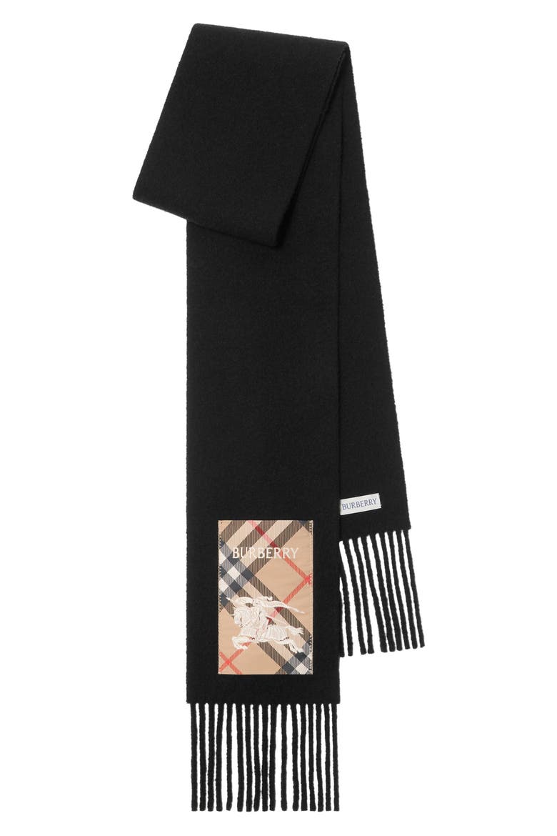 Reversible B Shield Cashmere Scarf, Main, color, BLACK/ SAND