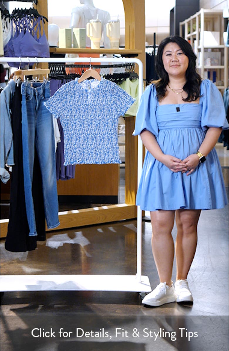 Evie Floral Smocked Pima Cotton Top, sales video thumbnail