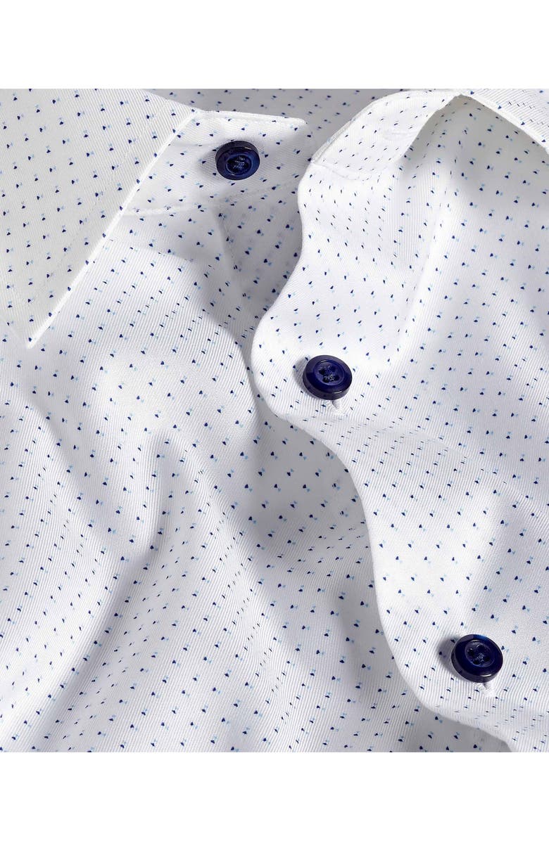 David Donahue Slim Fit Neat Cotton Stretch Twill Dress Shirt, Alternate, color, White/Navy