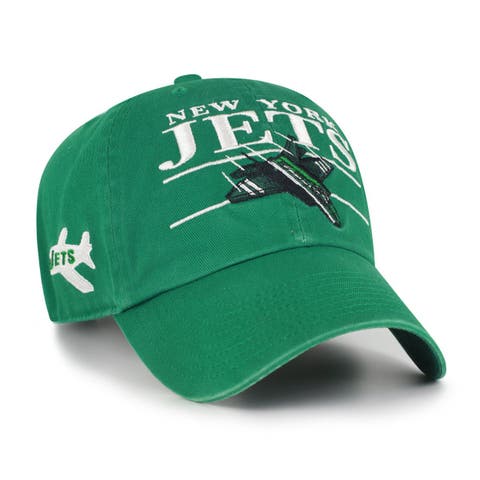 Men's '47 Kelly Green New York Jets Throwback Graphic Clean Up Adjustable Hat