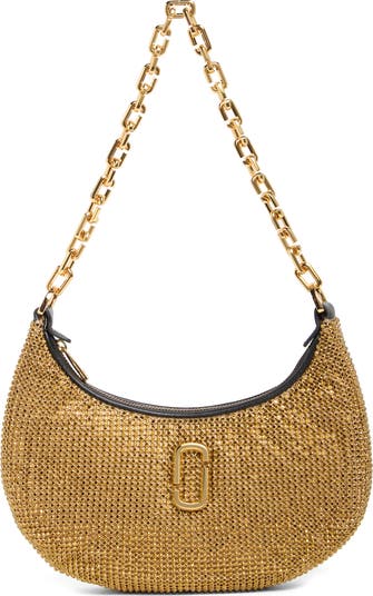 Beautiful Gold Satchel Faux Leather And Rhinestone Bag selling