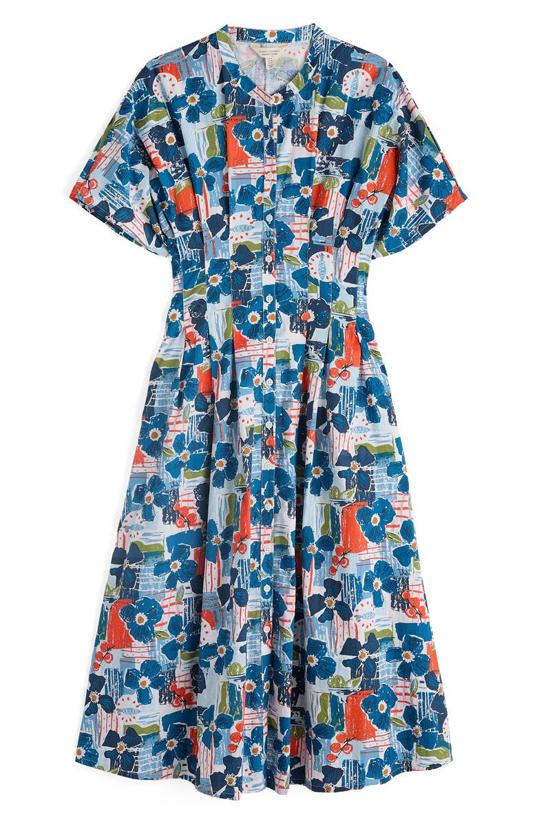 Seasalt Cornwall Lamorna Print Organic Cotton Midi Dress, Alternate, color, Table Sketch Chalk
