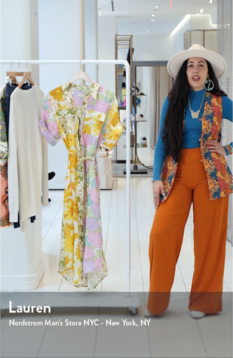 Elora Floral Patchwork Linen Shirtdress, sales video thumbnail