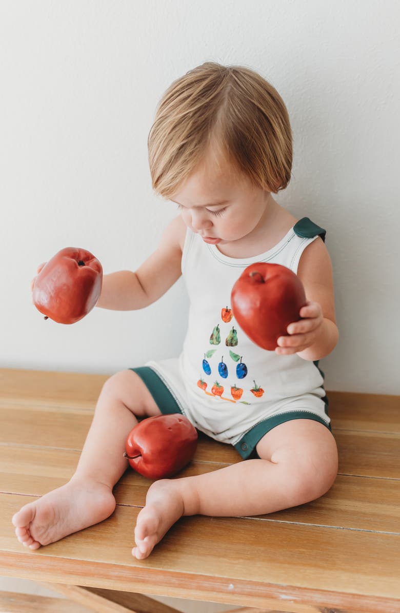 L'ovedbaby x 'The Very Hungry Caterpillar<sup>™</sup>' Still Hungry Sleeveless Organic Cotton Romper, Alternate, color, 