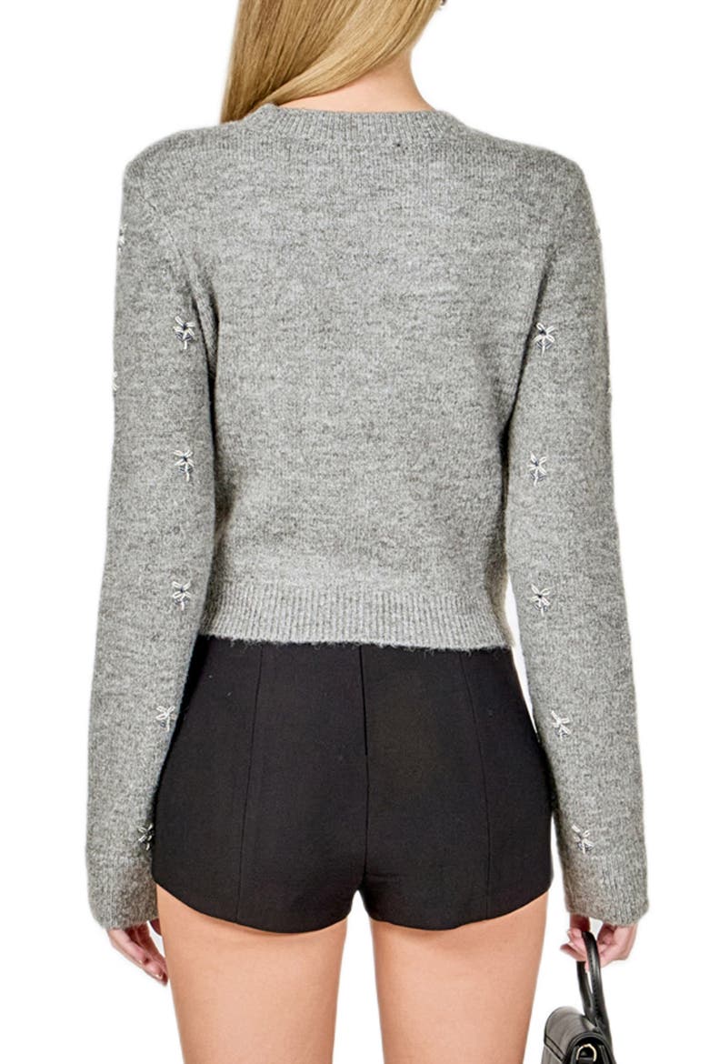 Bead Embellished Sweater, Alternate, color, HEATHER GREY