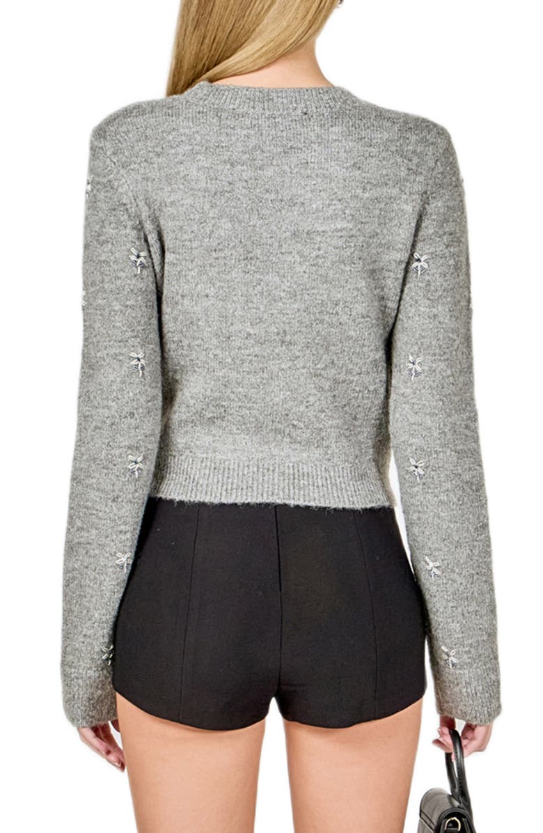 Endless Rose Bead Embellished Sweater, Alternate, color, Heather Grey