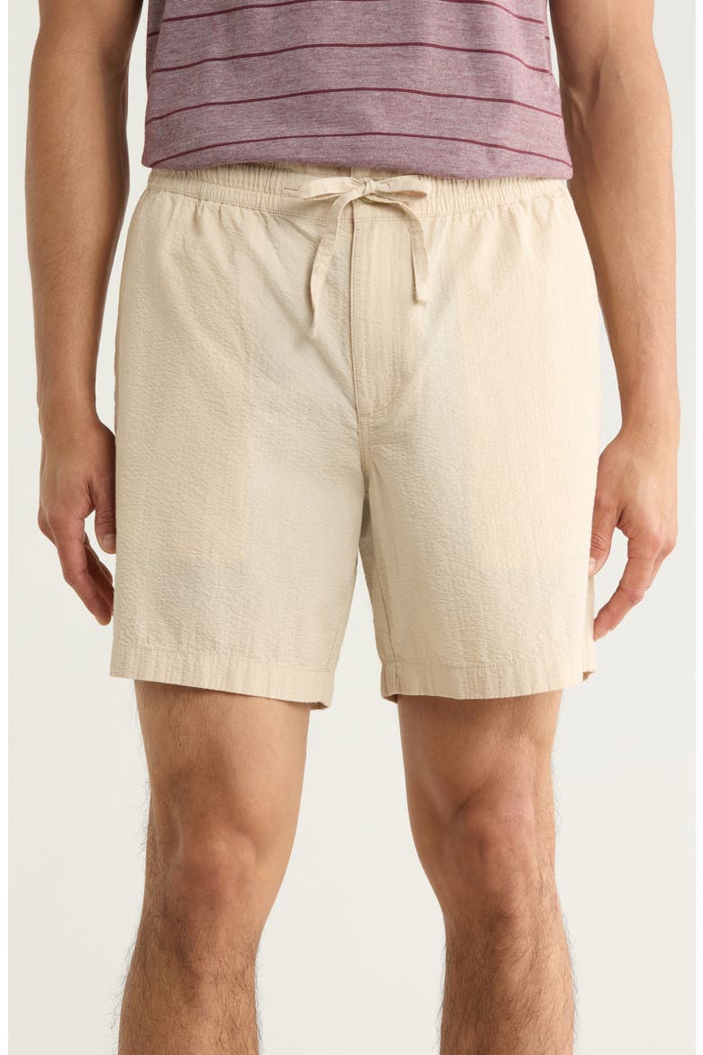 7-Inch Cotton Seersucker Shorts, Main, color, GREY MOONBEAM