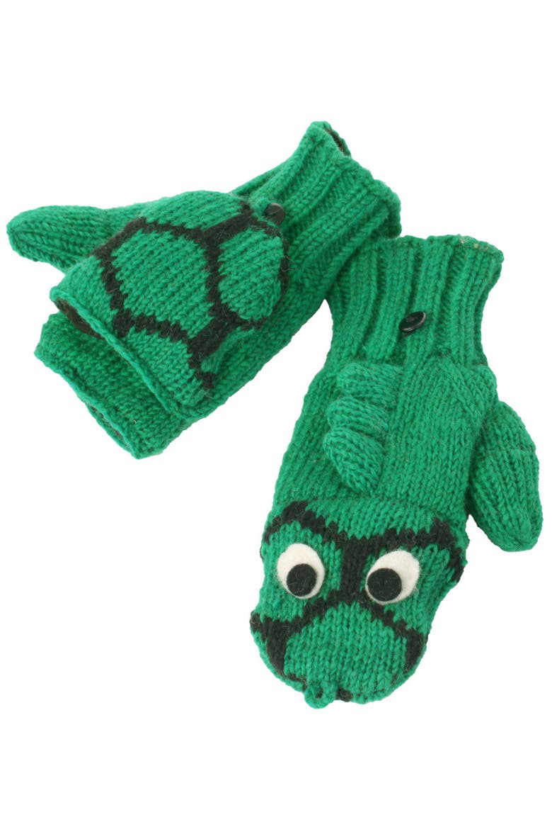 Dinosaur Cover Mittens, Main, color, Green