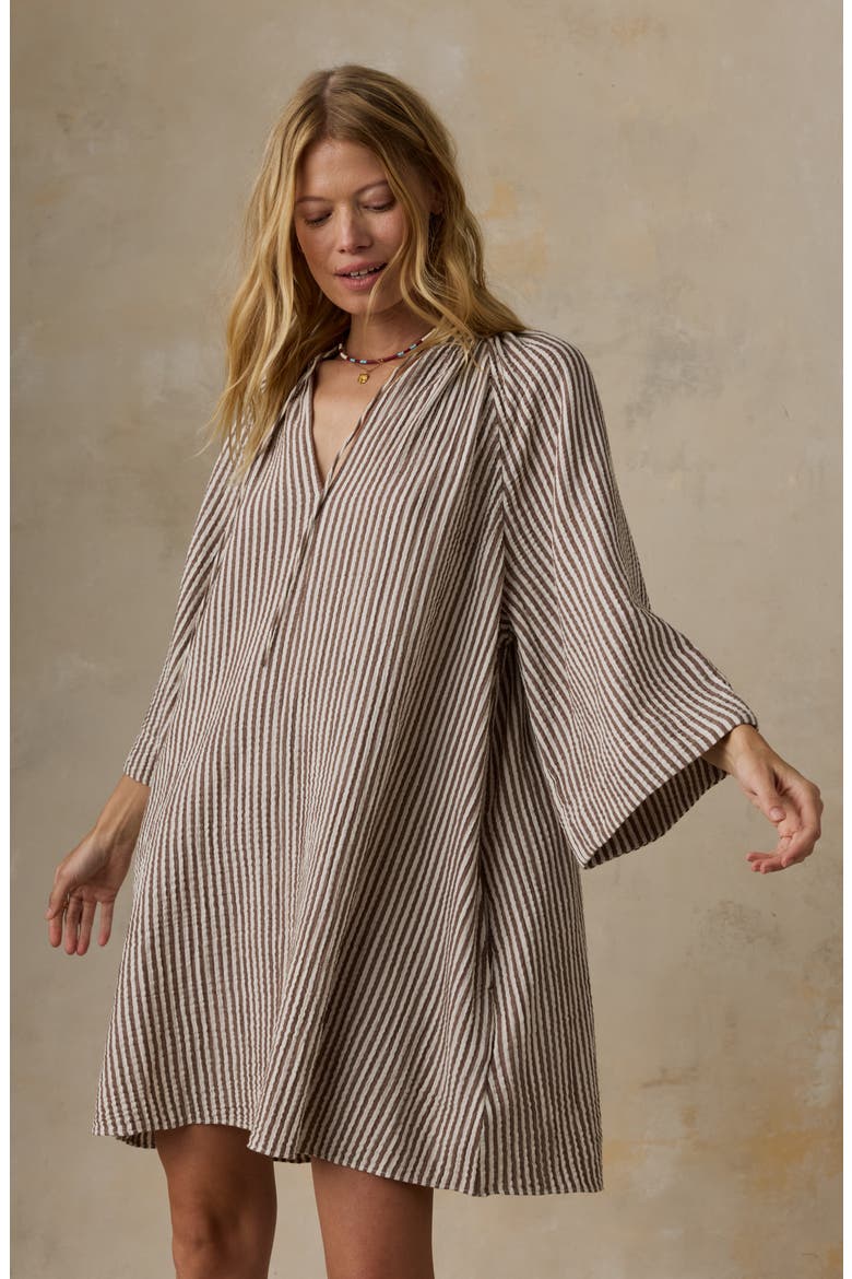 Dune Long Sleeve Organic Cotton Gauze Minidress, Alternate, color, MOCHA MIST