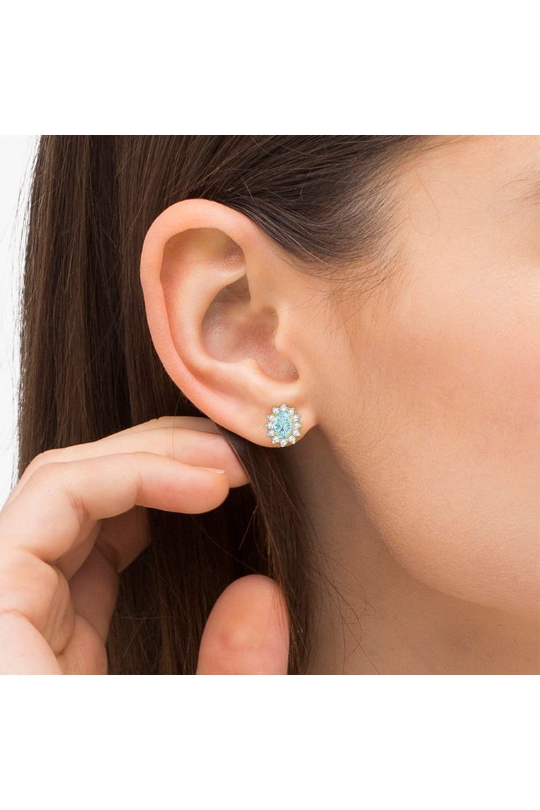 Oval Aquamarine & Diamond Accented Earrings 14k, Alternate, color, 2.05ct/Yellow Gold
