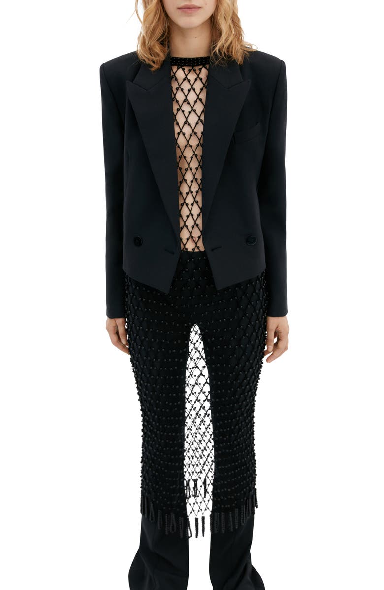 MANGO Beaded Handmade Sheer Crochet Midi Dress, Main, color,