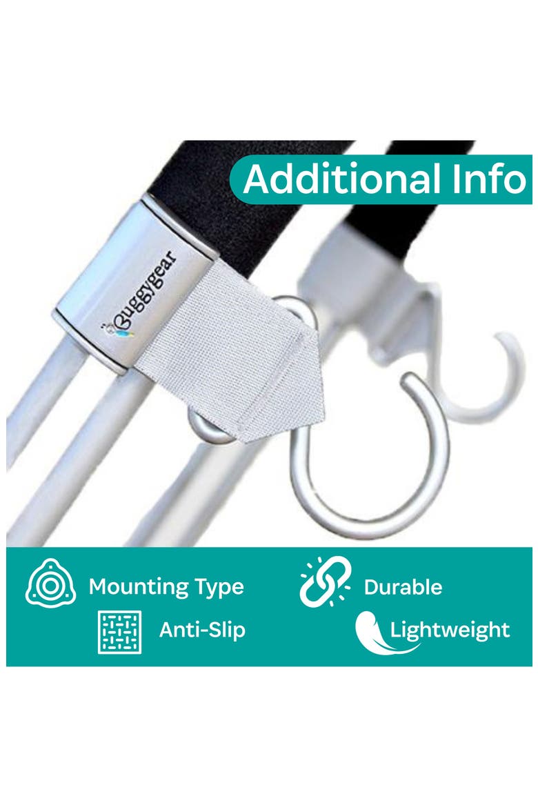 2-Pack Stroller Hooks, Alternate, color, PLATINUM