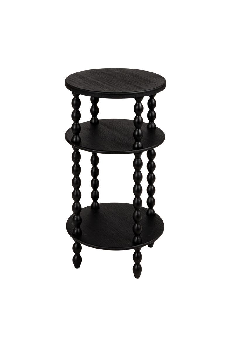 Bobbin Leg Round Accent Table, Main, color, Black