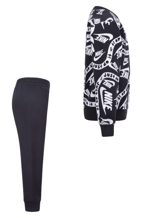 Nike Kids' Club Allover Print Sweatshirt & Joggers Set In Black