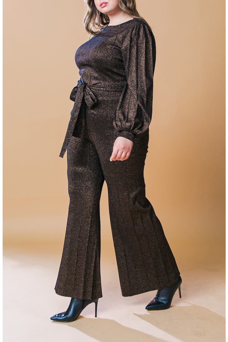 Metallic Balloon Sleeve Sweater & Pants Set, Alternate, color, BLACK BRONZE