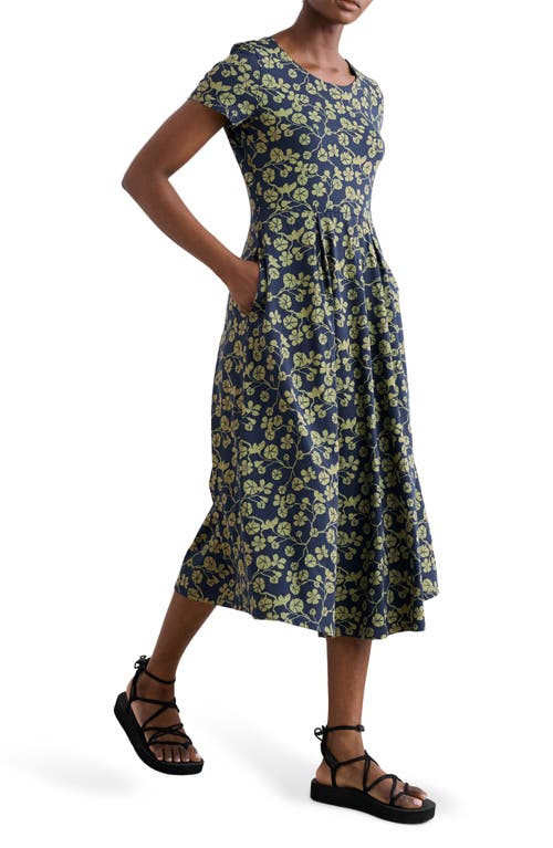 Seasalt Cornwall Veronica Print Stretch Organic Cotton Midi Dress In Blue