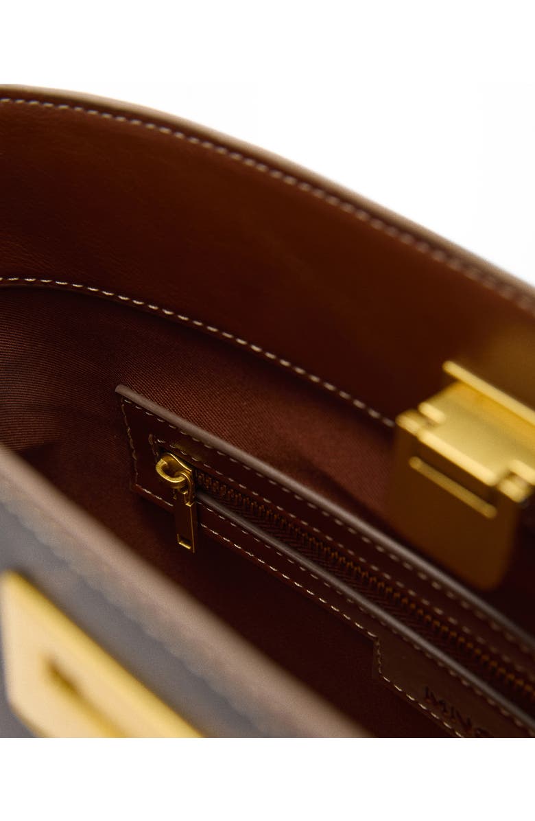 MANGO Faux Leather Shopper Bag, Alternate, color, Brown