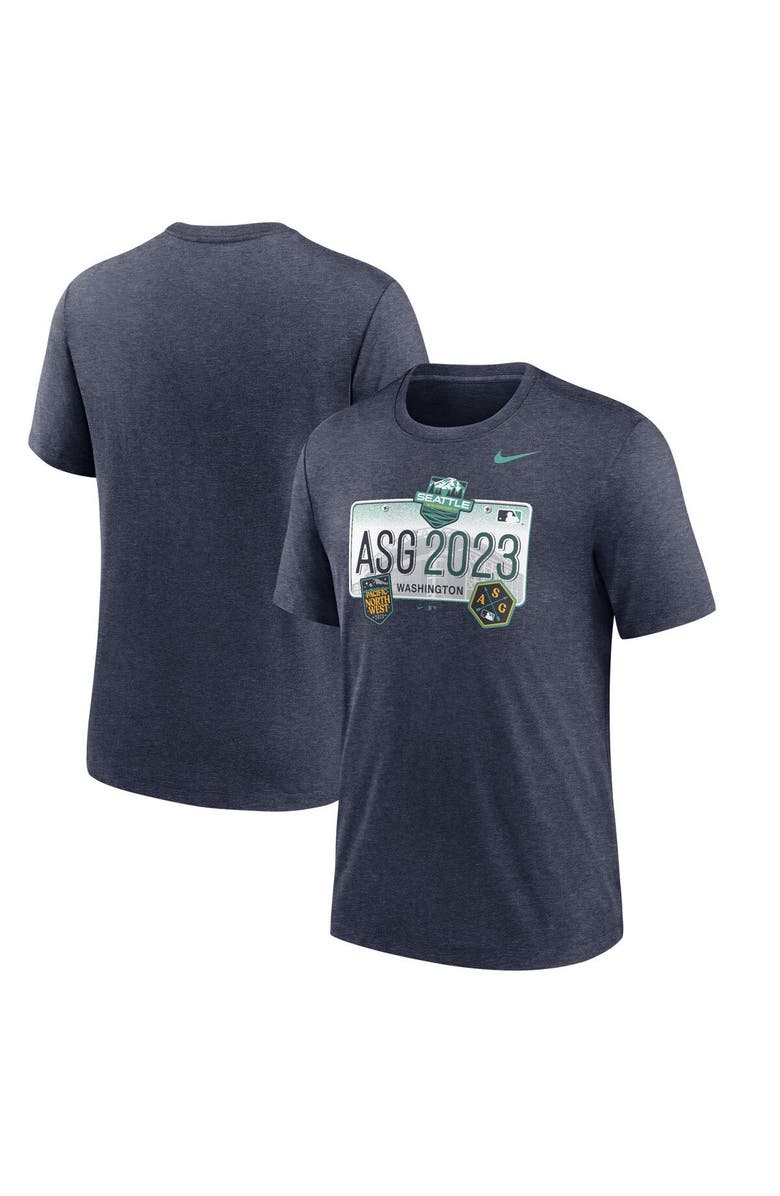 Nike Men's Nike  Heather Navy 2023 MLB All-Star Game License Plate Tri-Blend T-Shirt, Main, color, 