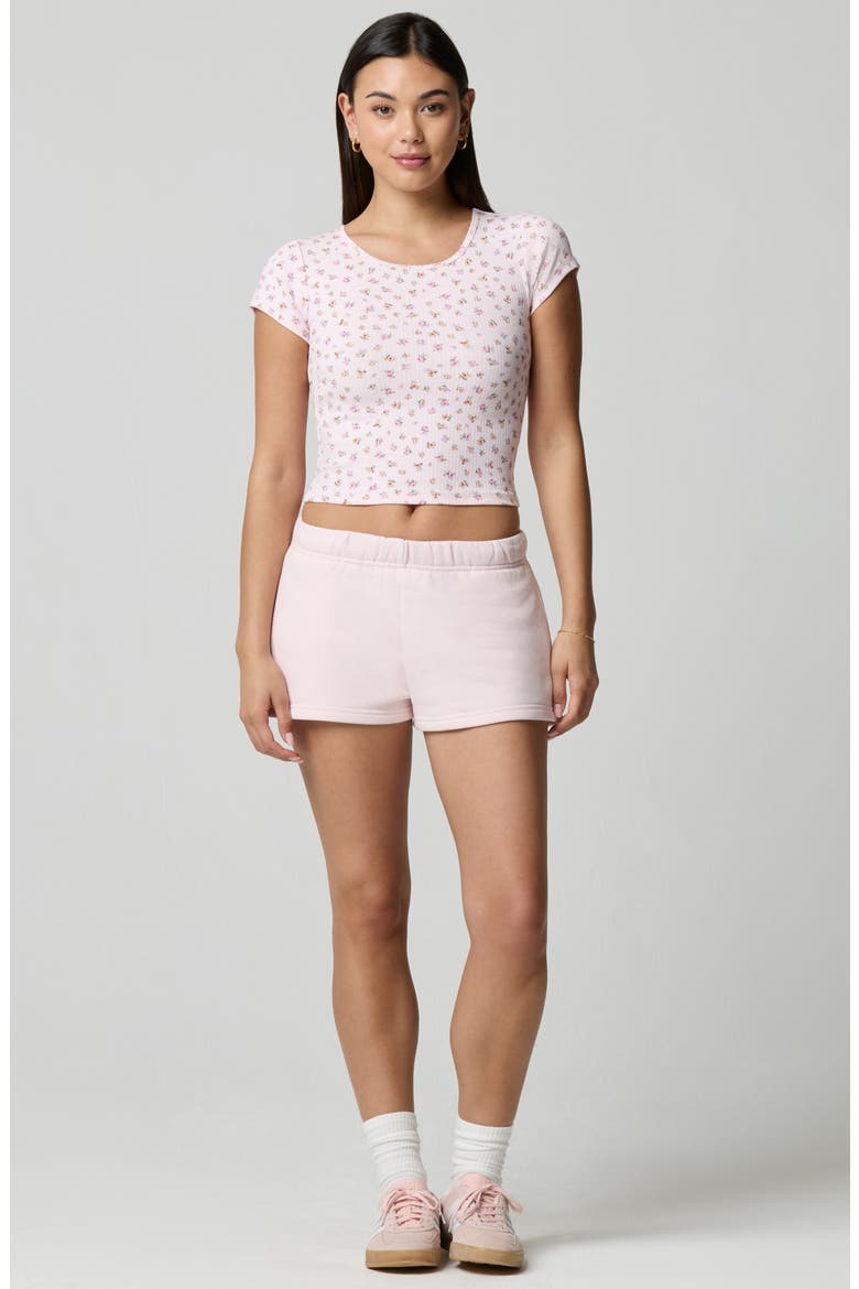 Ditsy Floral Stretch Cotton Crop Baby T-Shirt, Alternate, color, PETIT JARDIN PINK/ PINK