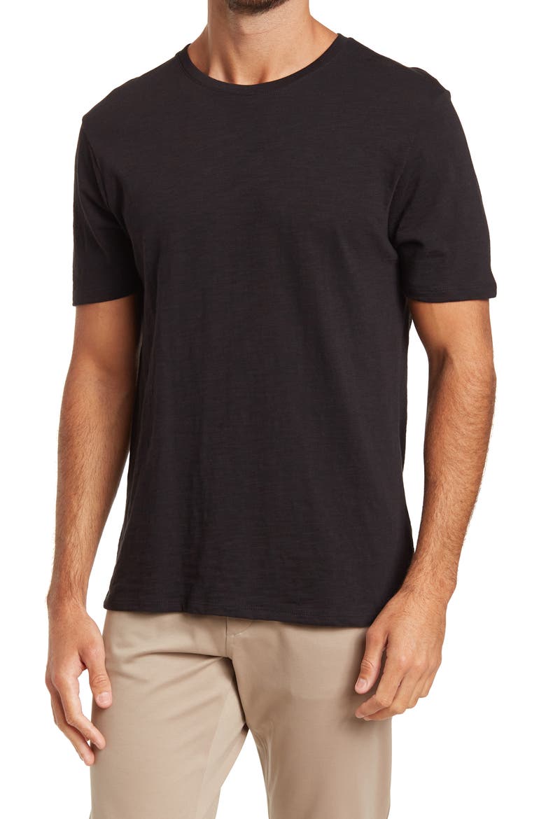 Short Sleeve Slub Crewneck T-Shirt, Main, color, BLACK