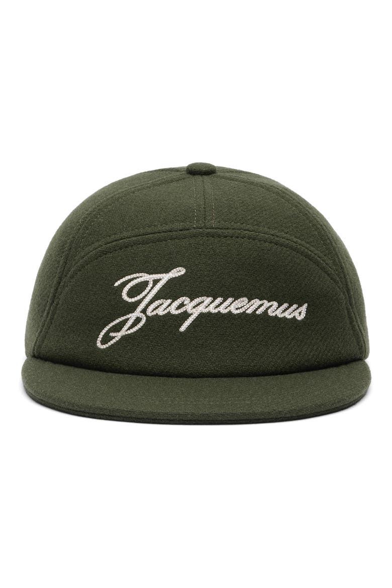 La Casquette Embroidered Logo Wool Blend Baseball Cap, Main, color, DARK KHAKI 580