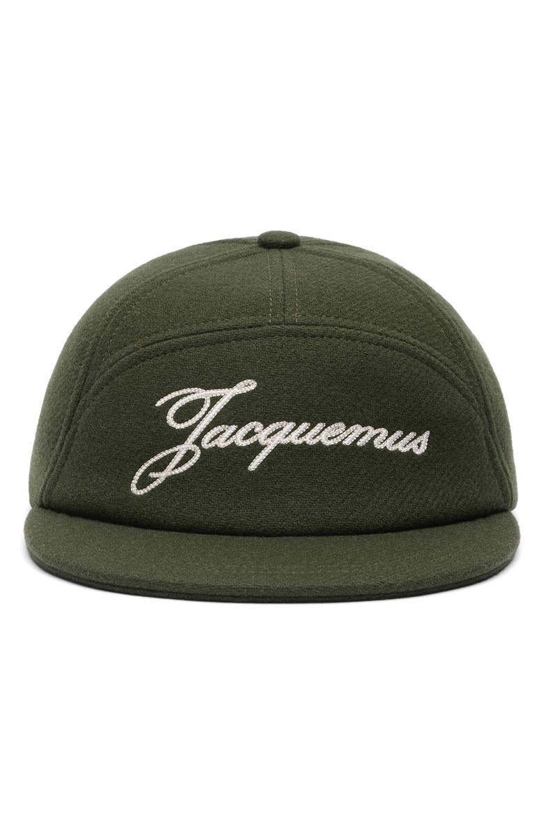 Jacquemus La Casquette Embroidered Logo Wool Blend Baseball Cap, Main, color, Dark Khaki 580