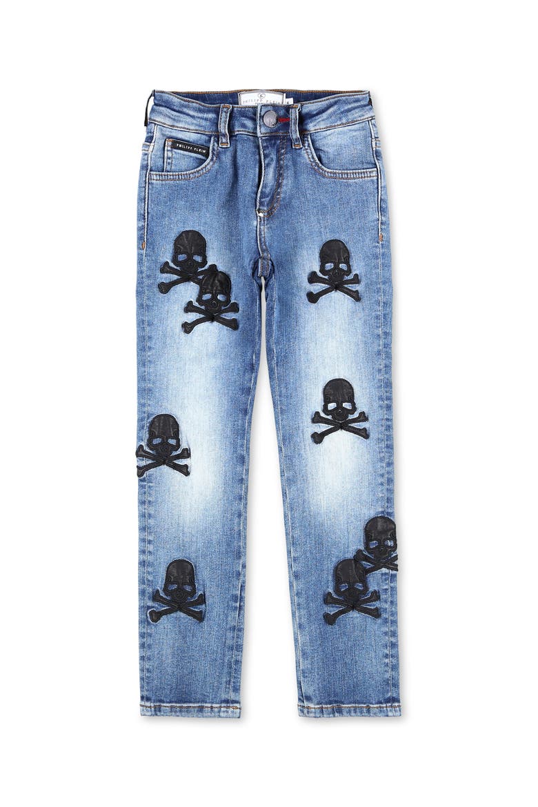 Jeans Regular Fit Skull Girl, Main, color, storm/indigo