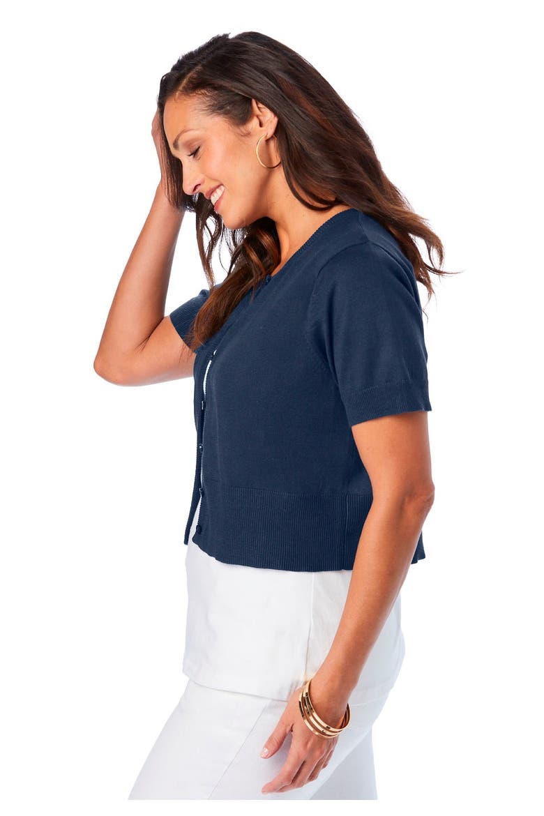 Jewel Neck Shrug, Alternate, color, NAVY