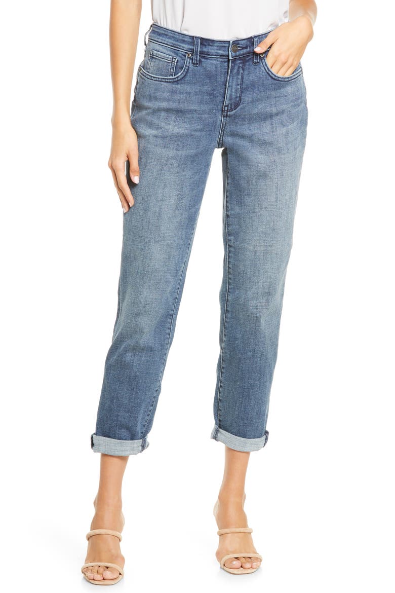 Margot Straight Leg Girlfriend Jeans, Main, color, CALIENTE