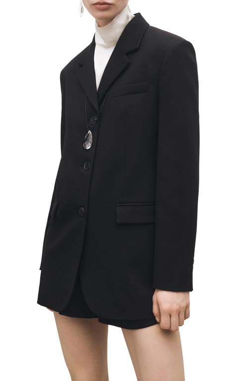Mango Straight Button Suit Blazer In Black